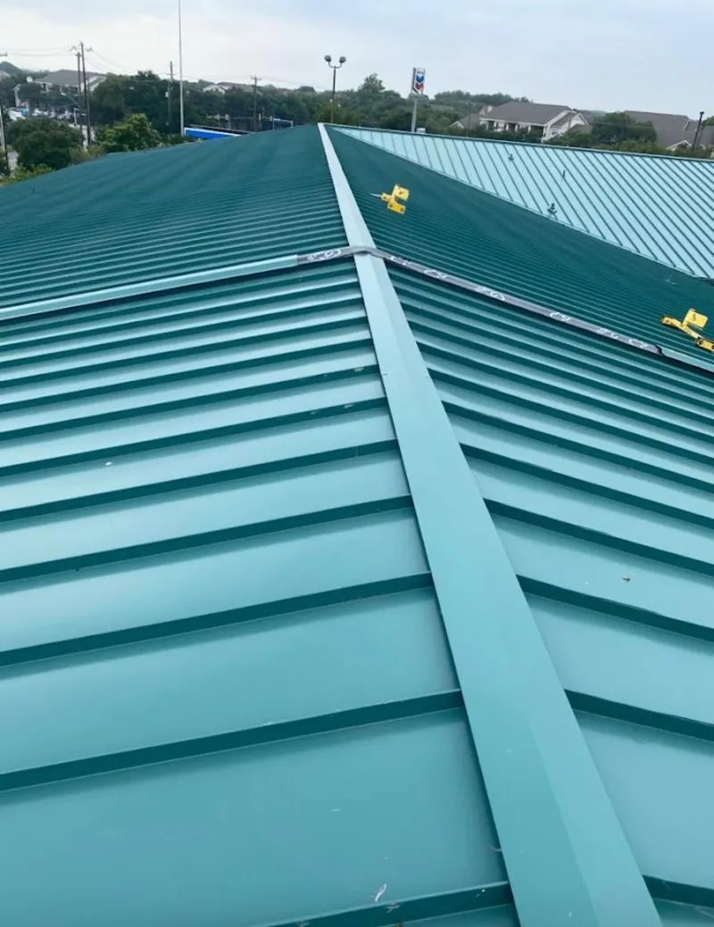 Green commercial metal roof ridge and valley for Metal Roof Repair in Sanford